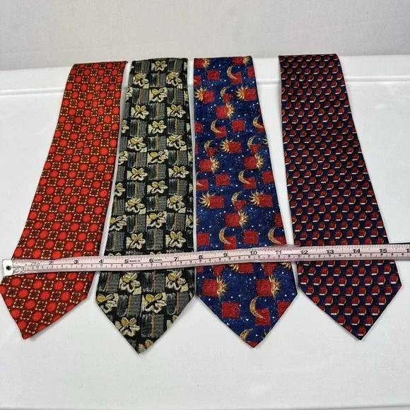 Lot (4) Ermenegildo Zegna 100% Silk Ties Designer Floral Geometric Made in Italy